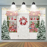 Schnee Weihnachten Baum Beleuchtung Ballon Fenster Weiß Wand Hintergrund